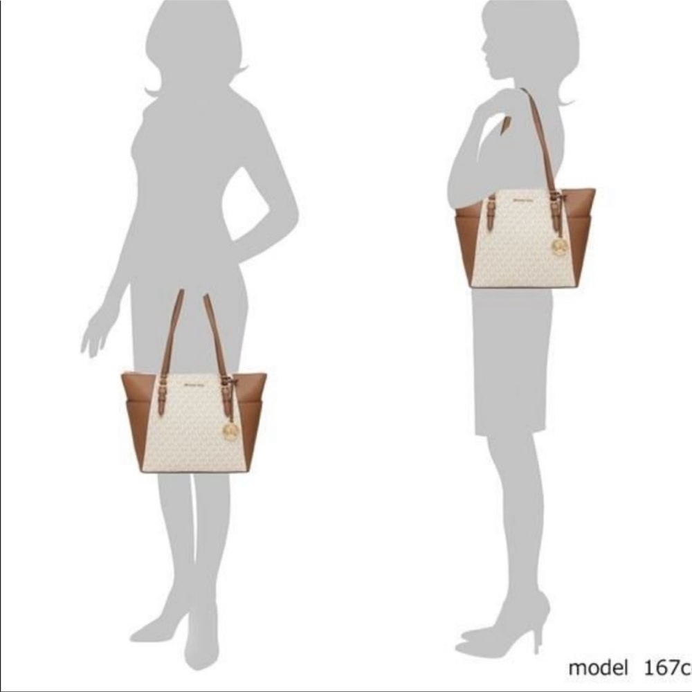 MICHAEL KORS CHARLOTTE LARGE TOP ZIP Vanilla Tote bag - Picture 3 of 16